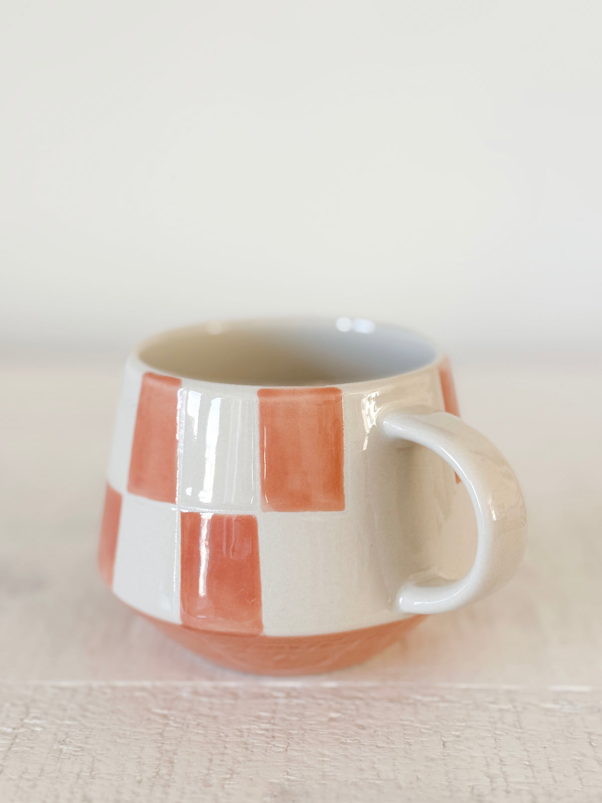 Terracotta Check Stoneware Mug