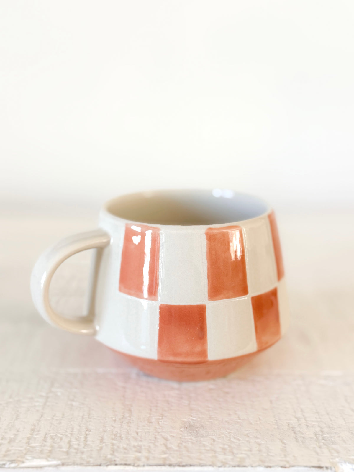 Terracotta Check Stoneware Mug