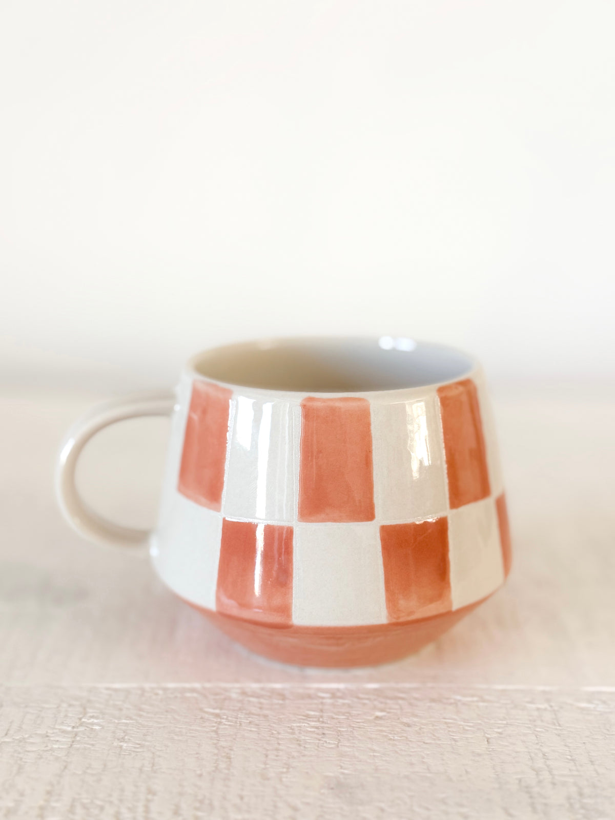 Terracotta Check Stoneware Mug