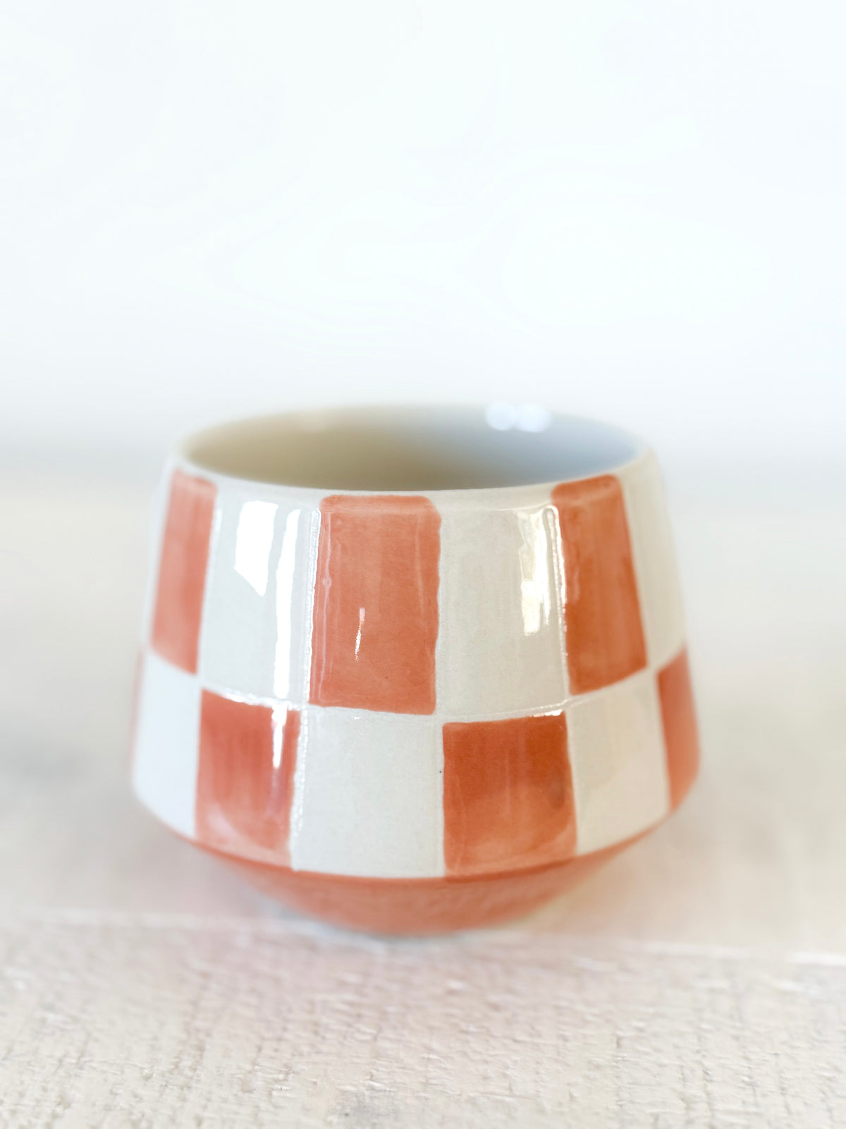 Terracotta Check Stoneware Mug