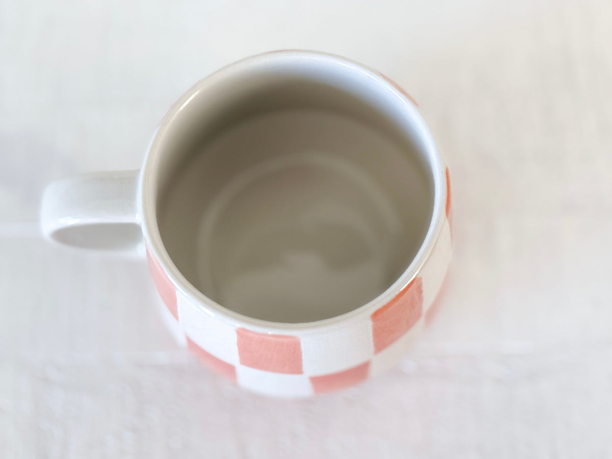 Terracotta Check Stoneware Mug