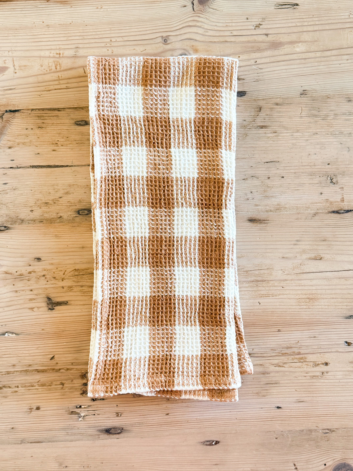 Clay Checkered Tea Towel | Cotton Waffle Weave Kitchen Towel