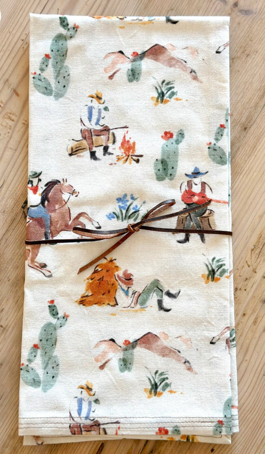 Vintage Cowboy Tea Towel