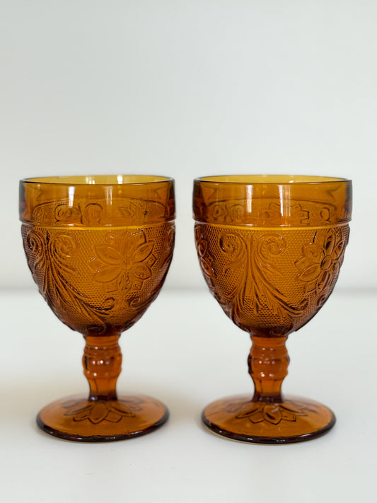 Vintage Amber Glass Set
