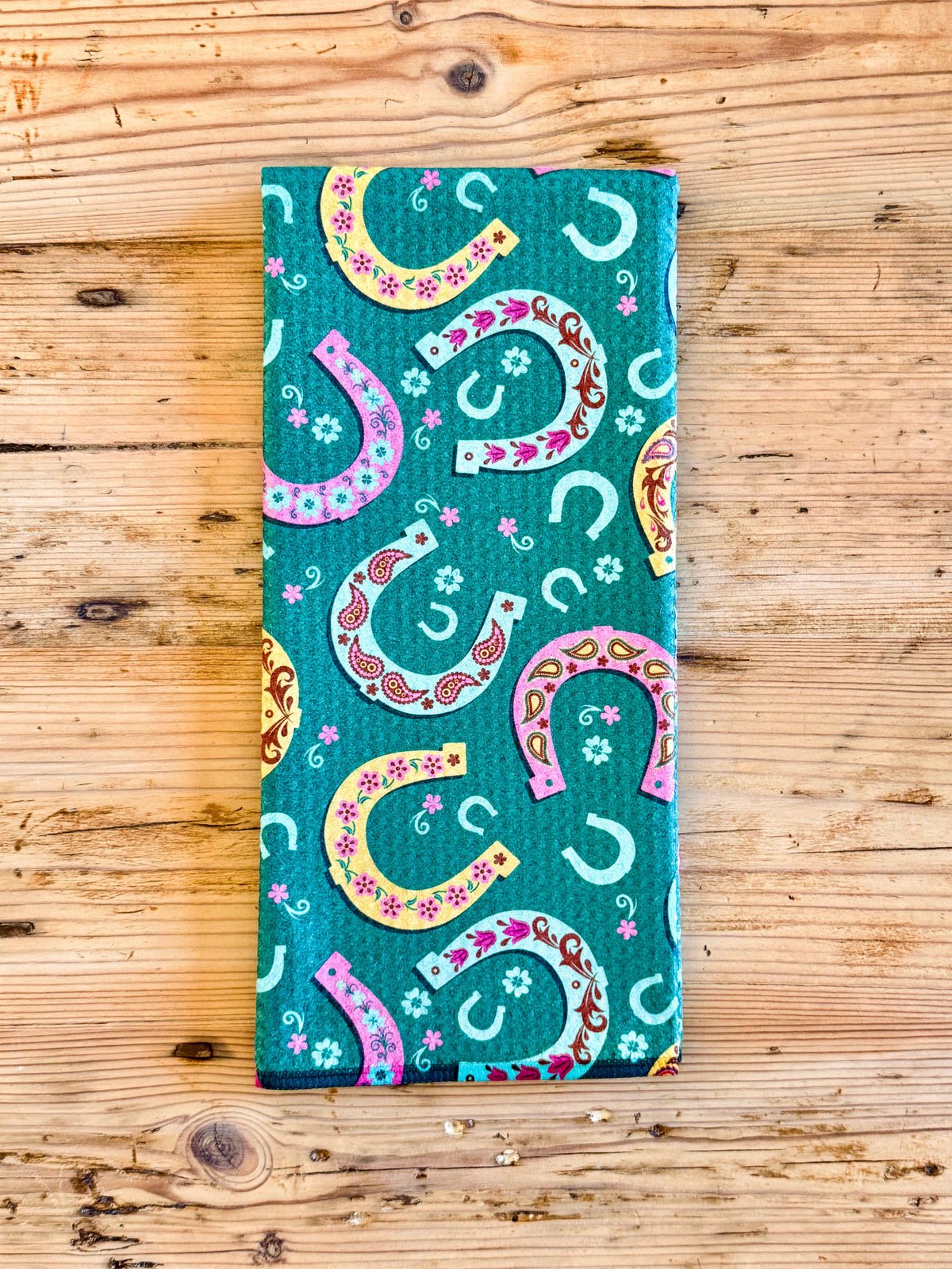 Colorful Horseshoe Western Kitchen Towel | Cowgirl Tea Towel