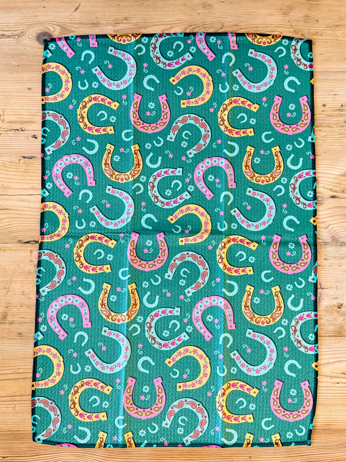 Colorful Horseshoe Western Kitchen Towel | Cowgirl Tea Towel