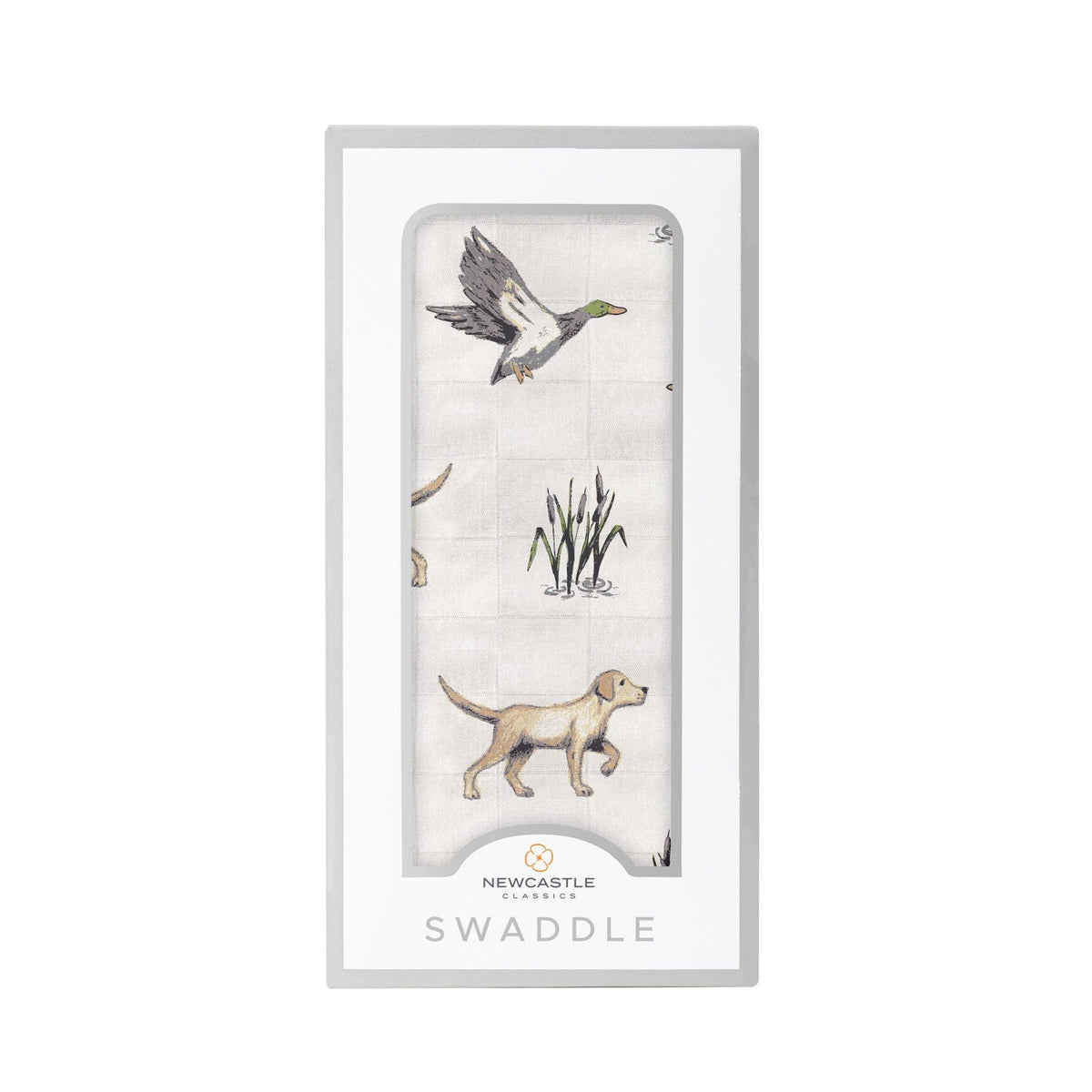 Hunting dog and ducks bamboo baby swaddle